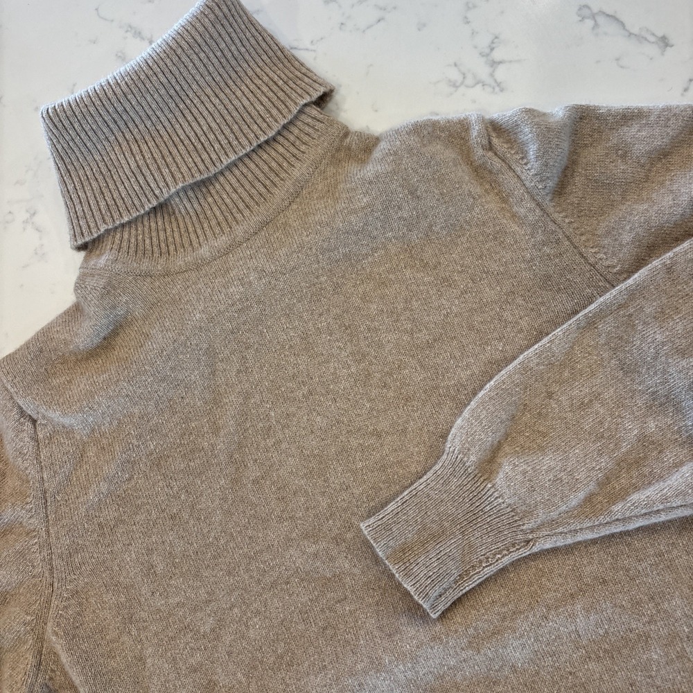 VTG Jacques de Loux Cashmere Turtleneck‎ Sweater Long Sleeve Tan Bucks County 38
